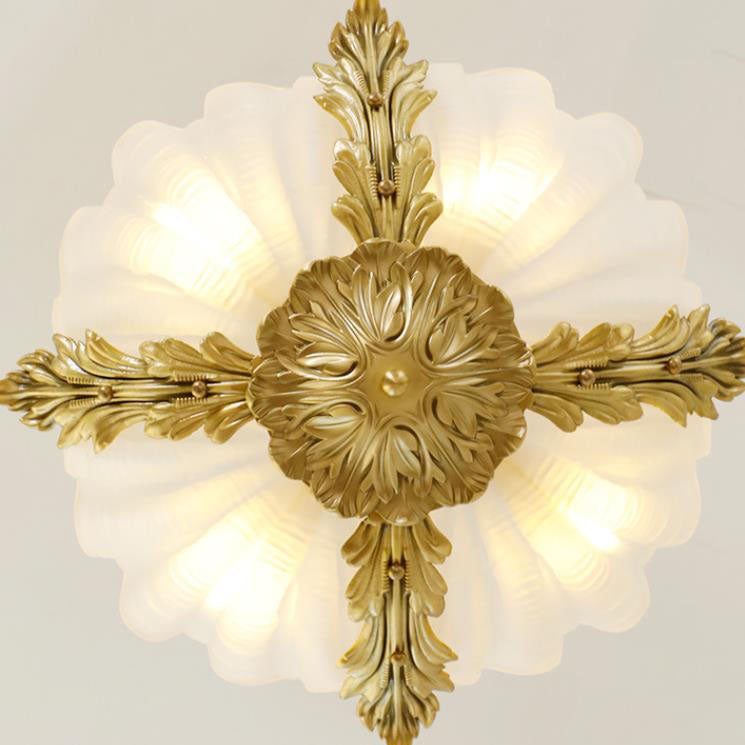 Modern Art Deco Shell Shape Brass Finish Frame 3/4-Light Chandelier for Living Room