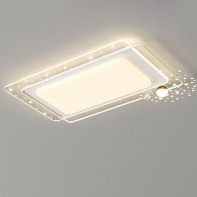 Contemporary Creative Projection Starry Sky Square Acrylic Shade LED Flush Mount Ceiling Light For Living Room