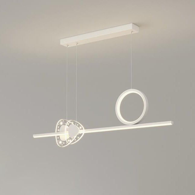 ضوء جزيرة LED بظل أكريليك معاصر إبداعي هندسي دائري خط مزيج ضوء قلادة لغرفة الطعام 