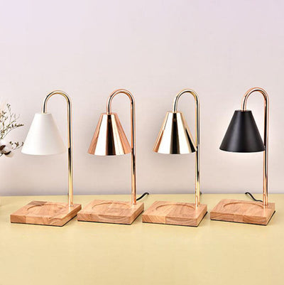 Contemporary Creative Conical Metal Shade Wooden Base 1-Light Melting Wax Table Lamp For Bedroom