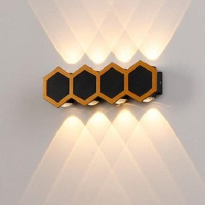 Contemporary Creative Waterproof Aluminum Honeycomb Shape PC Lens LED Wall Sconce Lamp For Outdoor Patio