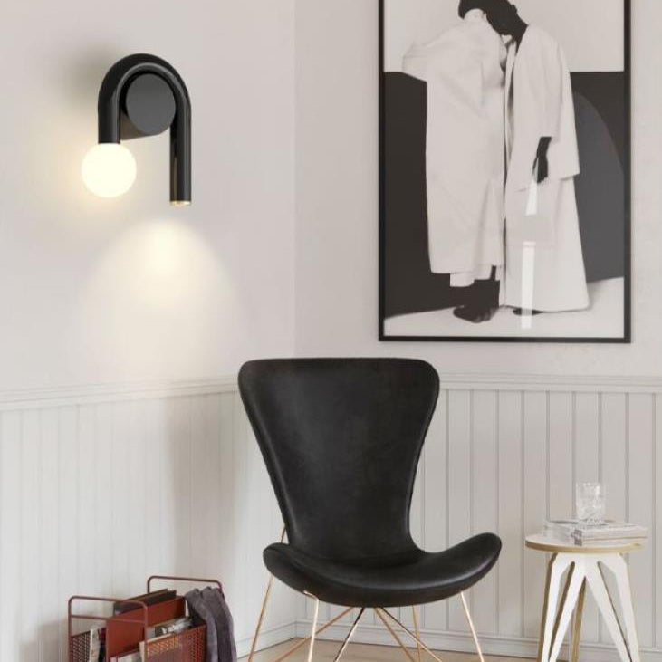 Contemporary Simplicity Geometric Iron U-shaped Line 2-Light Wall Sconce Lamp For Living Room