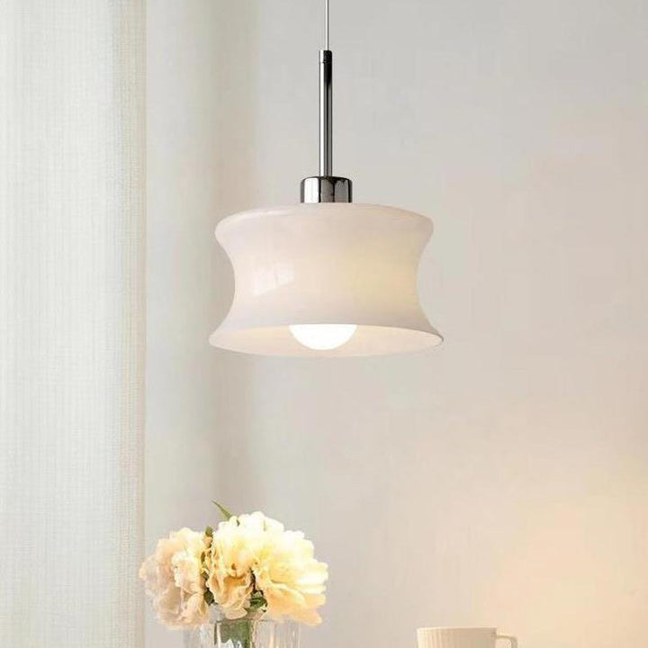 Lámpara colgante de 1 luz de vidrio de cilindro francés tradicional para dormitorio 