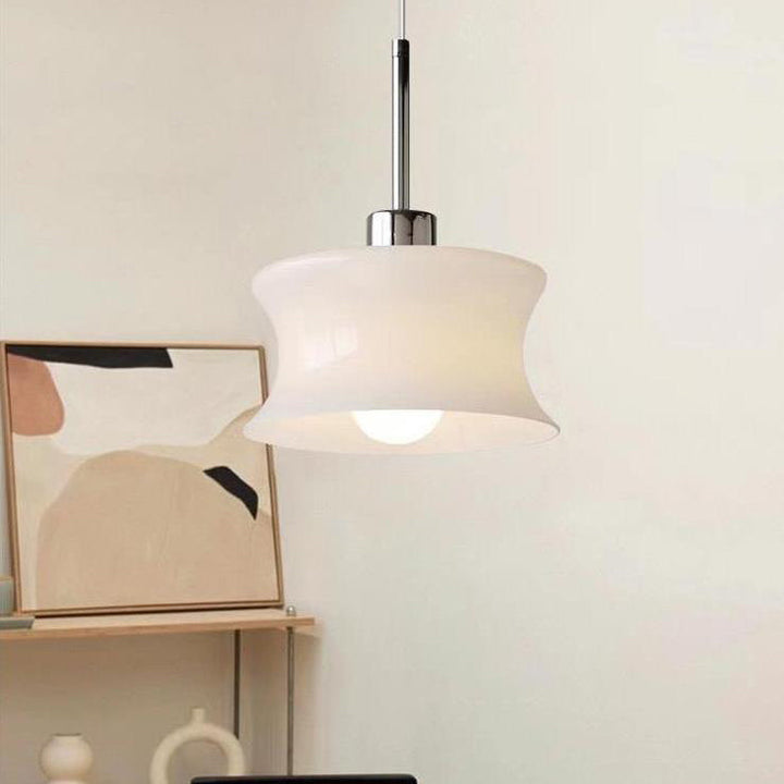 Lámpara colgante de 1 luz de vidrio de cilindro francés tradicional para dormitorio 