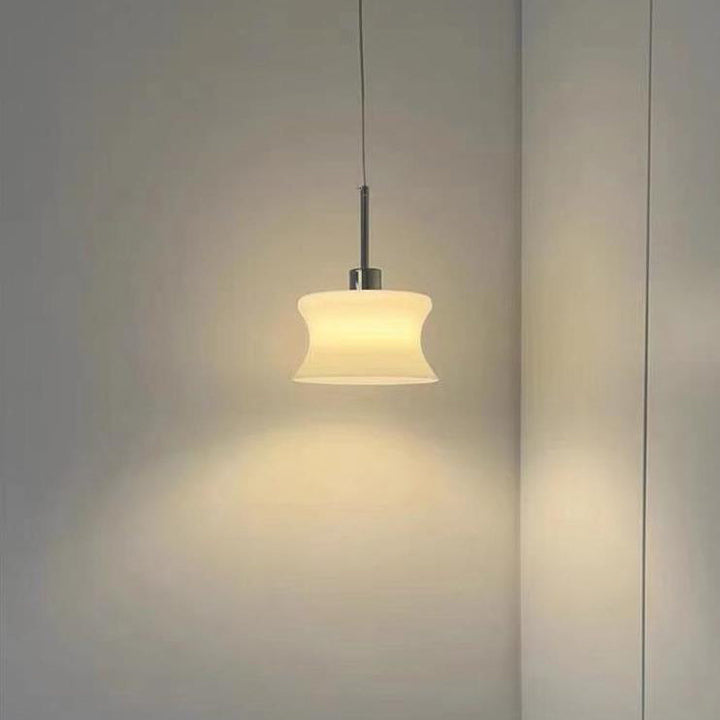 Lámpara colgante de 1 luz de vidrio de cilindro francés tradicional para dormitorio 