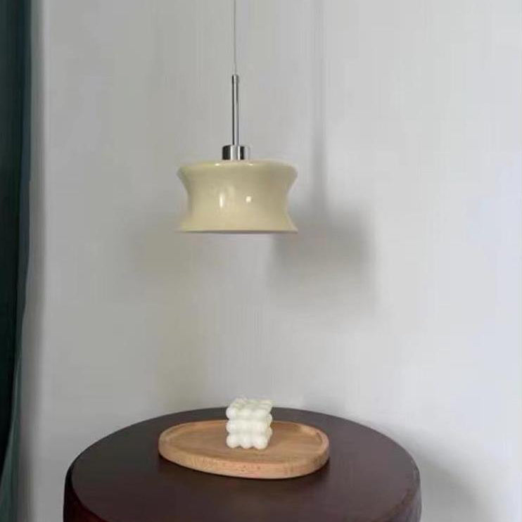 Lámpara colgante de 1 luz de vidrio de cilindro francés tradicional para dormitorio 