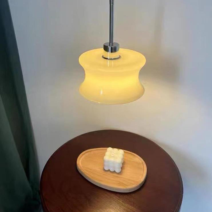 Lámpara colgante de 1 luz de vidrio de cilindro francés tradicional para dormitorio 