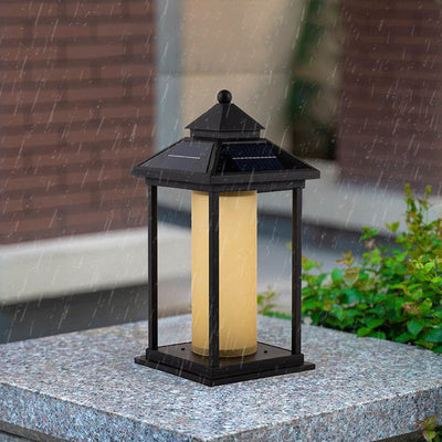 Moderno Minimalista Solar Espiral Cuadrángulo Aluminio Acrílico LED Cabezal de Poste para Patio Exterior 
