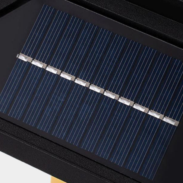 Moderno Minimalista Solar Espiral Cuadrángulo Aluminio Acrílico LED Cabezal de Poste para Patio Exterior 
