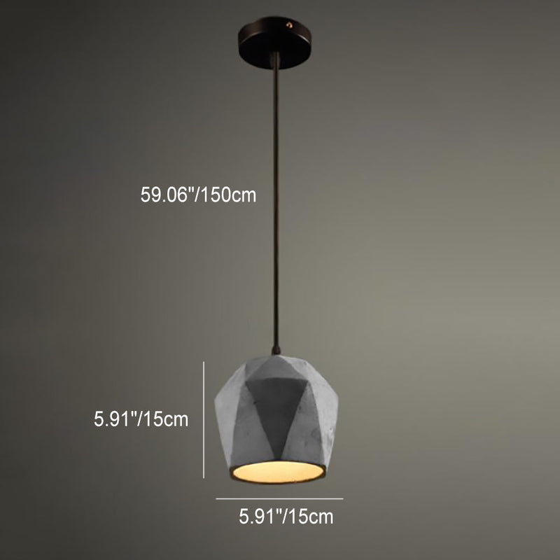 Contemporary Industrial Cylinder Square Iron Cement 1-Light Pendant Light For Living Room