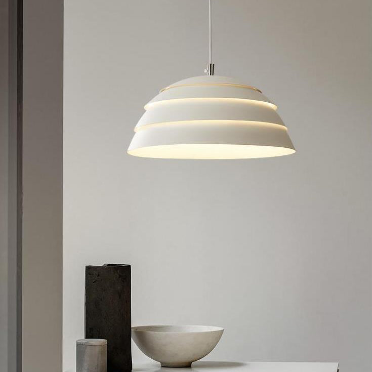 Contemporary Scandinavian Round Iron 1-Light Pendant Light For Living Room