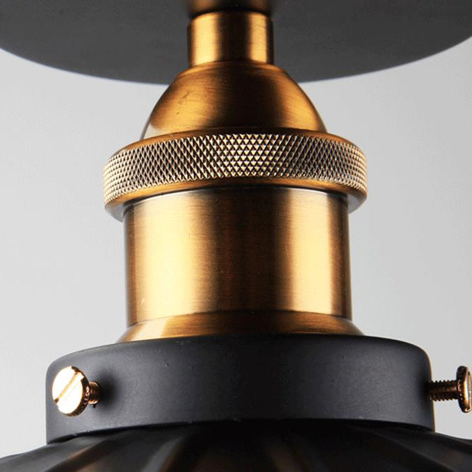Zeitgenössische industrielle Eisen Regenschirm Schatten 1-Licht Semi-Flush Mount Deckenleuchte für Wohnzimmer 