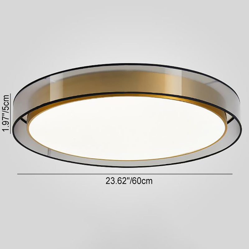 Contemporary Simplicity All Brass Acrylic Cylinder Shade LED Flush Mount Ceiling Light For Living Room