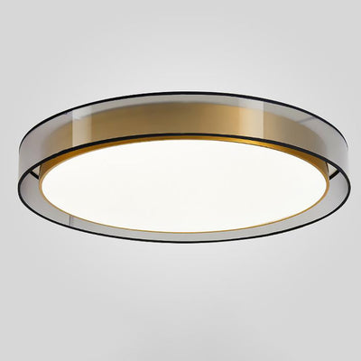 Contemporary Simplicity All Brass Acrylic Cylinder Shade LED Flush Mount Ceiling Light For Living Room