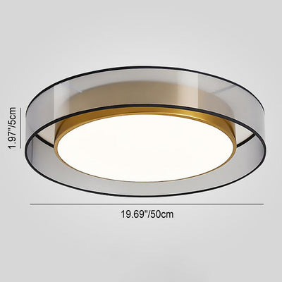 Contemporary Simplicity All Brass Acrylic Cylinder Shade LED Flush Mount Ceiling Light For Living Room