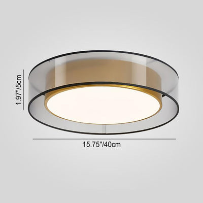 Contemporary Simplicity All Brass Acrylic Cylinder Shade LED Flush Mount Ceiling Light For Living Room