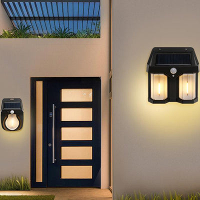 Contemporary Industrial Solar Waterproof Human Sensor LED Wall Sconce Lamp For Outdoor Patio