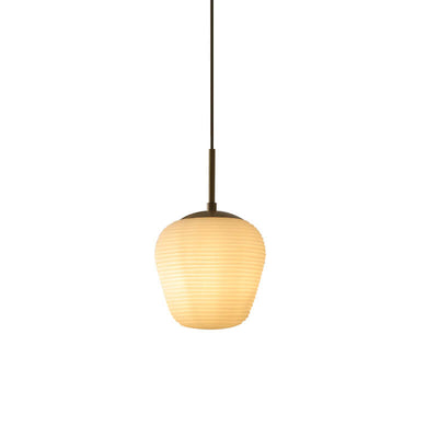 Minimalist Striped Glass Oval 1-Light Japanese Pendant Light