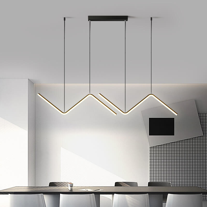 Moderne minimalistische LED-Hängeleuchte in N-Form aus Aluminium und Silikon für das Esszimmer 