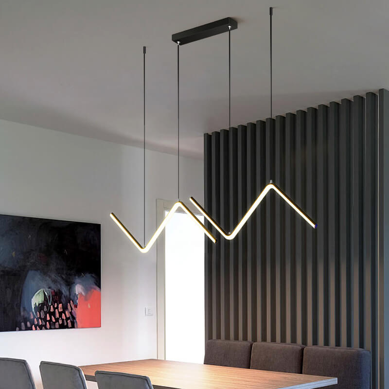 Moderne minimalistische LED-Hängeleuchte in N-Form aus Aluminium und Silikon für das Esszimmer 