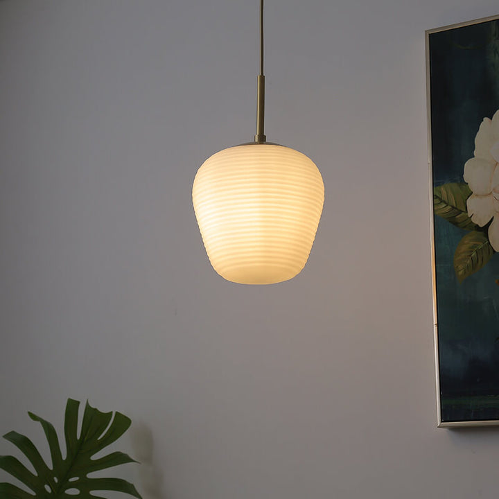Minimalistische gestreifte Glas-Oval 1-Licht japanische Pendelleuchte 