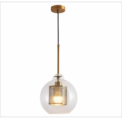 Clear Glass Globe 1-Light Bulge Dome Pendant Light