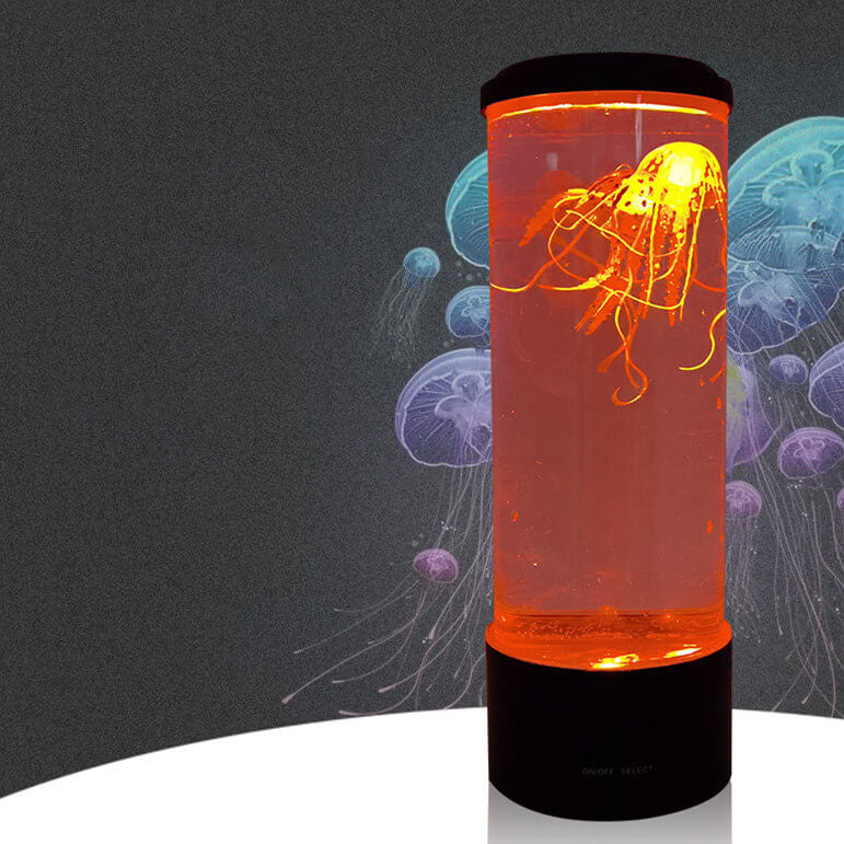 Lampe de nuit colorée en forme de méduse, veilleuse LED cylindrique 