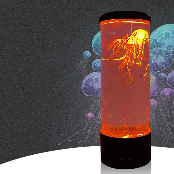 Lampe de nuit colorée en forme de méduse, veilleuse LED cylindrique 