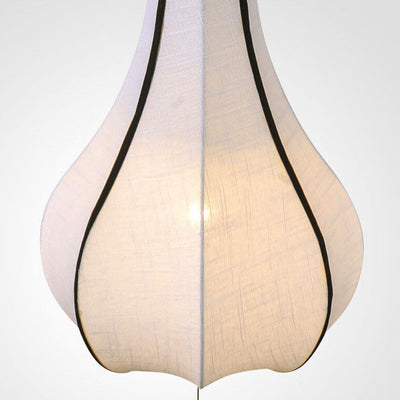 Retro Fabric 1-Light White Chinese Lantern Pendant Light