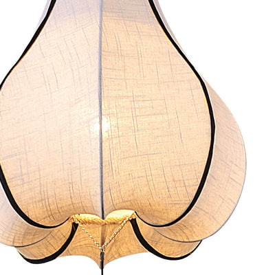 Retro Fabric 1-Light White Chinese Lantern Pendant Light