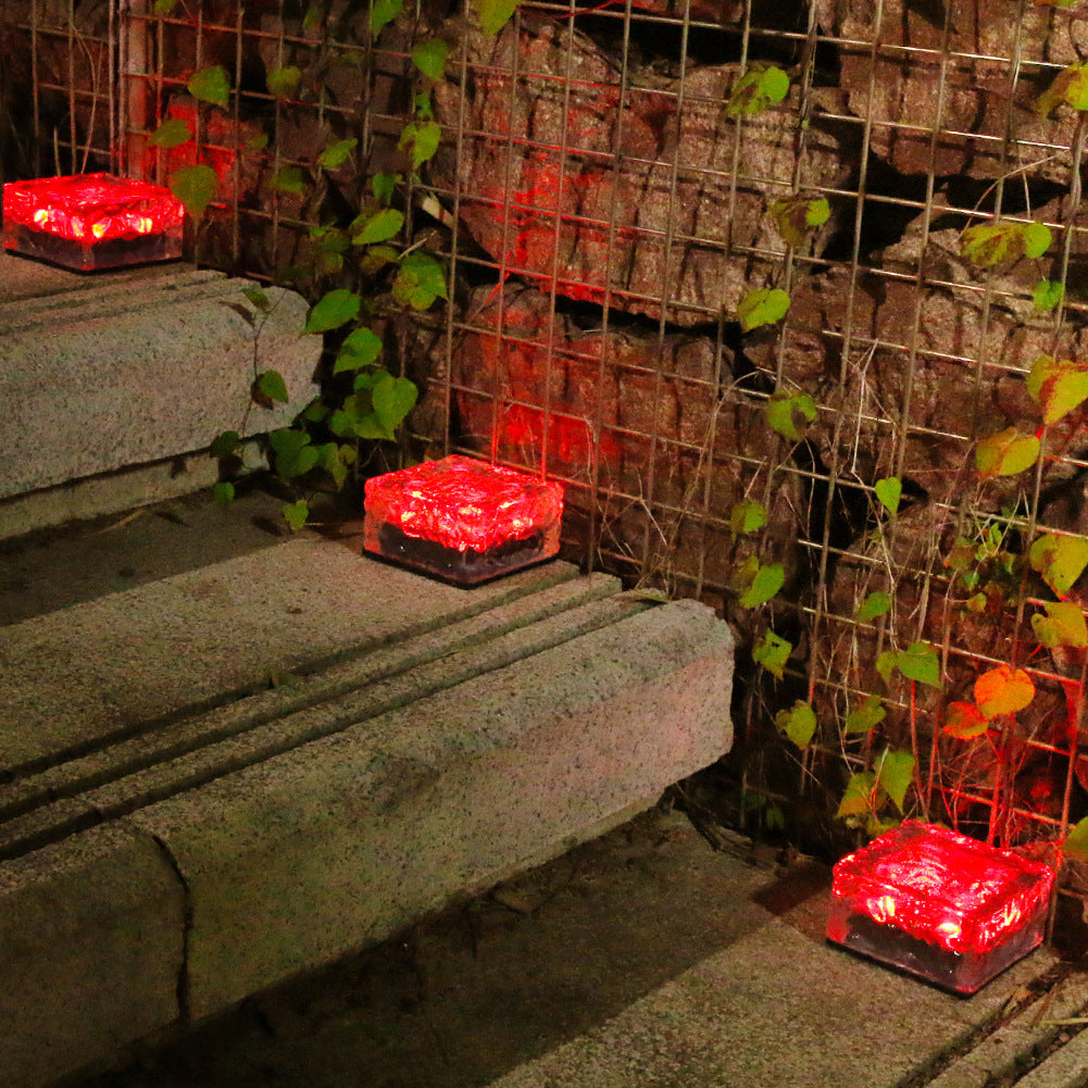 Solar-LED-Eisziegel Wasserdichtes Glas Bodenlicht Gartenlicht 