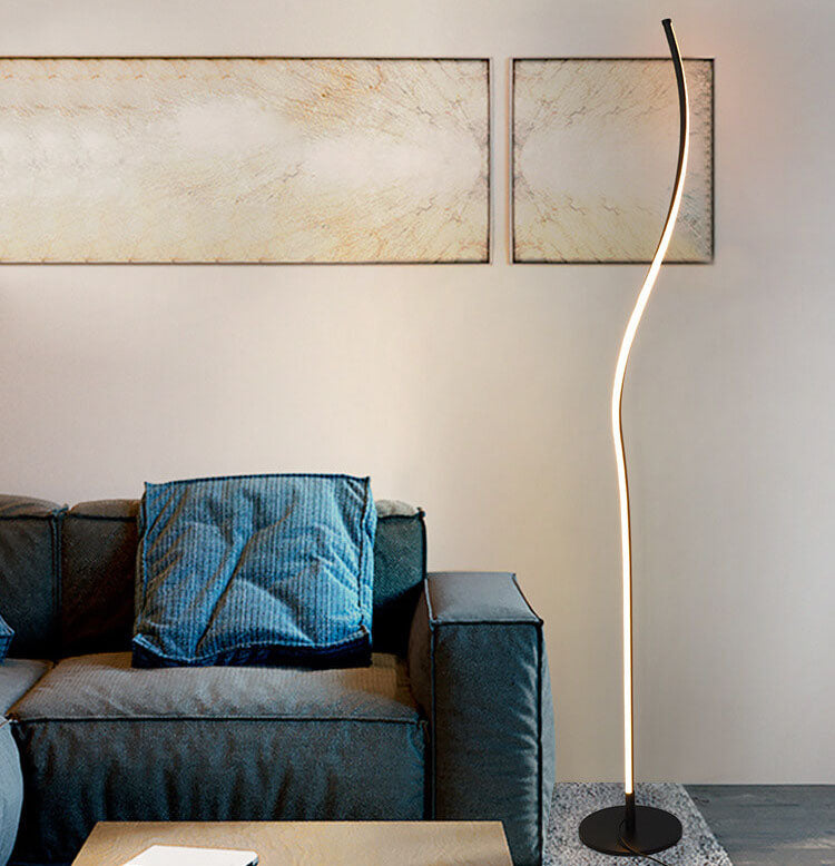 Minimalist Line 1-Light Bending Line LED Floor Lamps