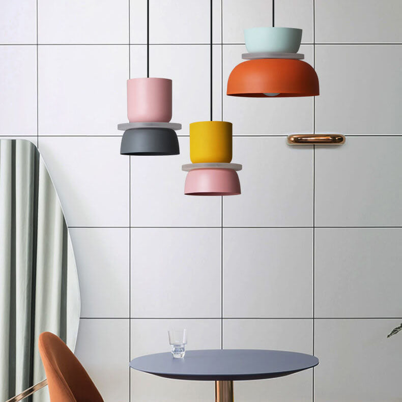 Luminaire suspendu à DEL à 1 lumière Macaron coloré nordique 