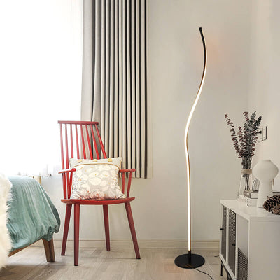 Minimalist Line 1-Light Bending Line LED Floor Lamps