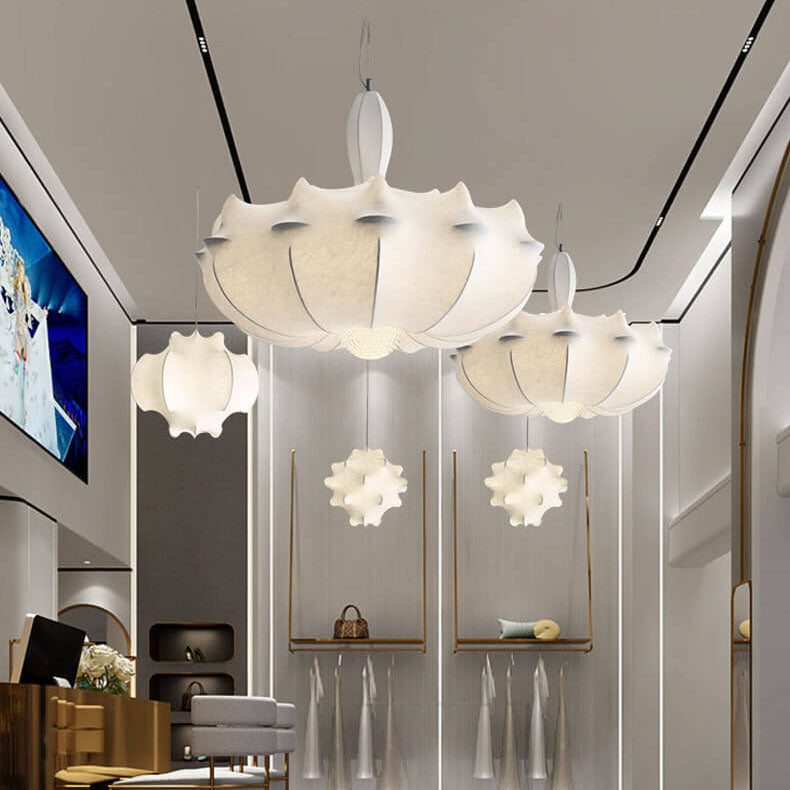 Modern Stretch Silk Fabric Airship Shade 3-Light Chandeliers