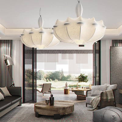 Modern Stretch Silk Fabric Airship Shade 3-Light Chandeliers