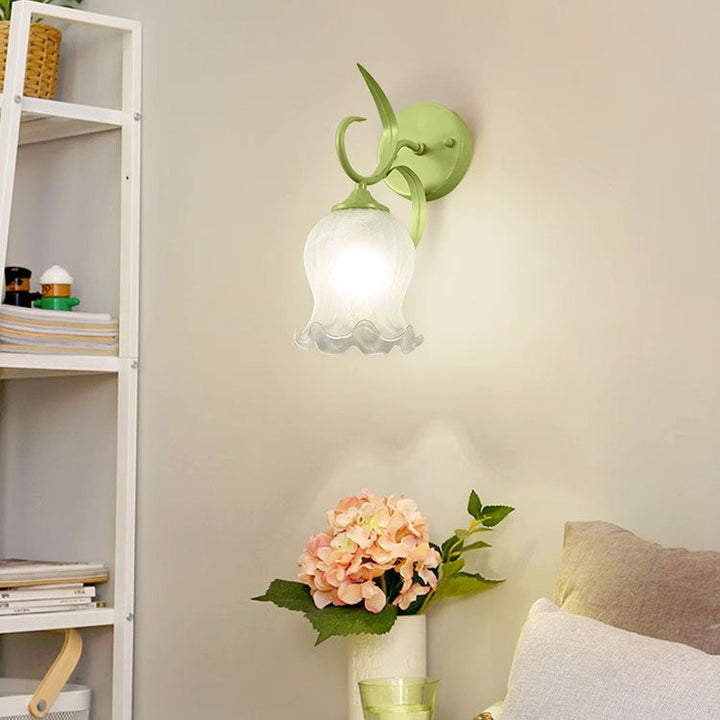 Applique Murale Moderne Simplicité Fleur Fer Verre 1-Lumière Pour Chambre 