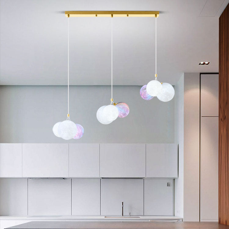 Lustre à 9 lumières en fer créatif moderne en forme de lune 