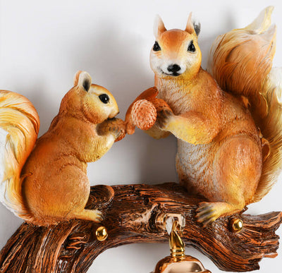 Creative Squirrel Nut Resin 1-Light Wall Sconce Lamp