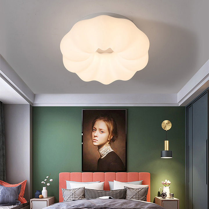 Modern Minimalist Cloud Round PVC Hardware LED Flush Mount Ceiling Light for Living Room