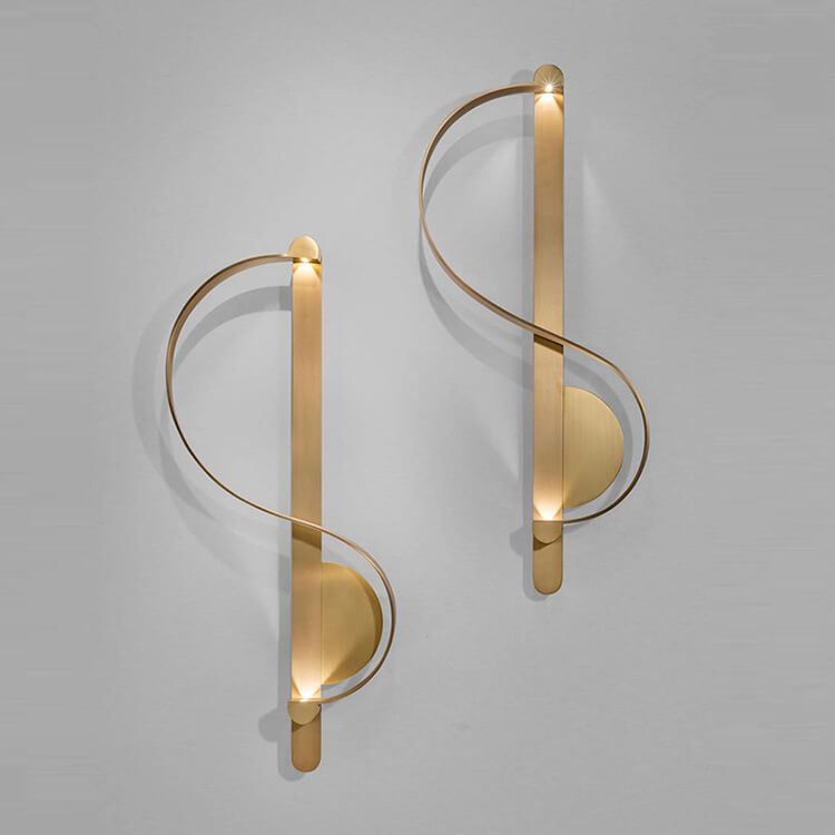 Nordic Luxury Golden Curve Ring Brass LED Wall Sconce Lamp