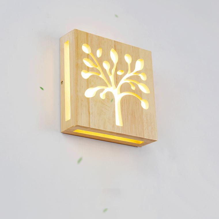 Modern Creative Solid Wood Happy Tree &  Antler Pattern LED Wall Sconce Lamp