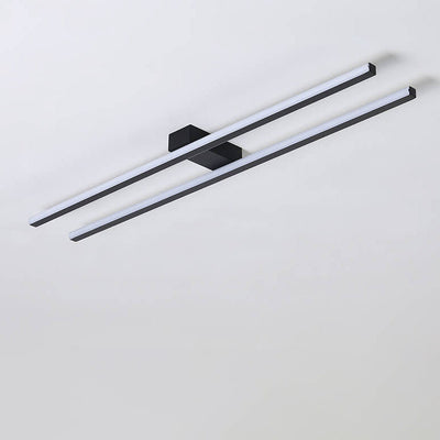 Modern Minimalist Geometric Dual Straight Line LED Semi-Flush Mount Ceiling Light For Hallway