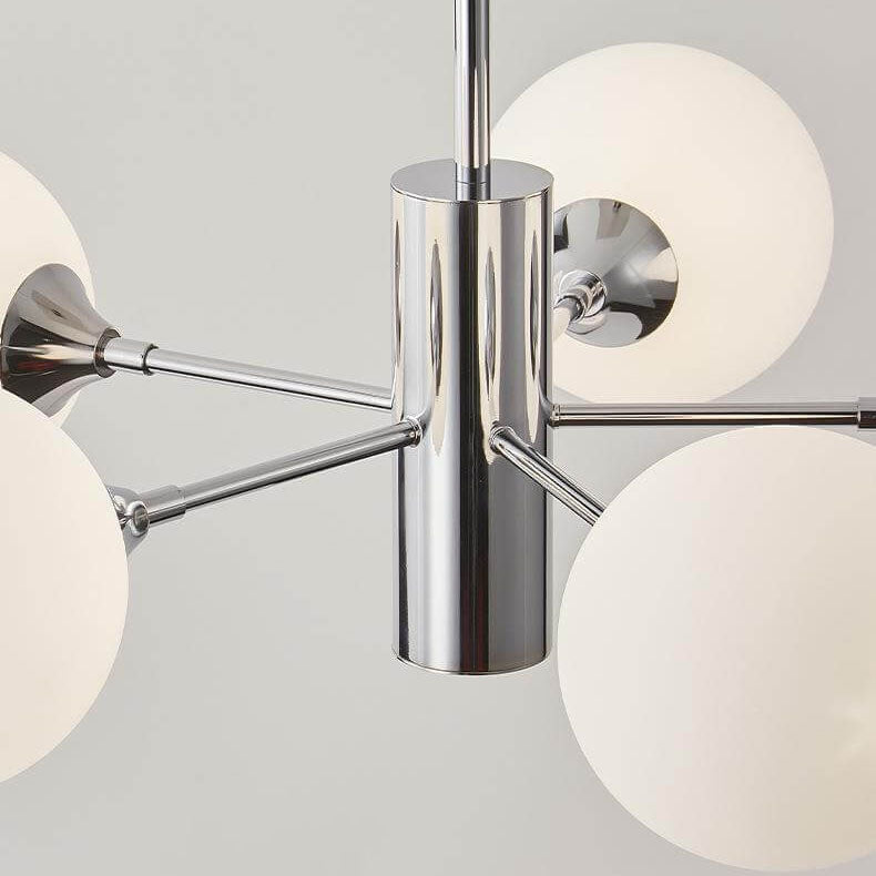 Modern Light Luxury White Round Ball Glass Iron 3/5/8-Light Chandelier