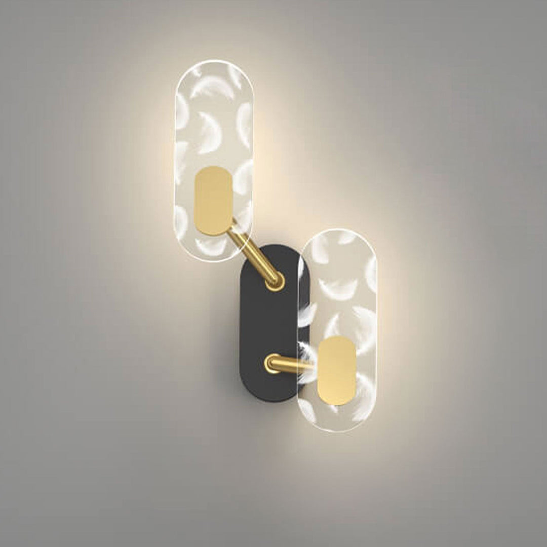 Applique murale LED moderne et créative avec anneau en acrylique, noir et or 