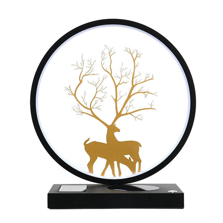 Lampe de table décorative tactile de chargement sans fil LED avec design créatif de cerf rond 