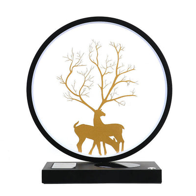 Lampe de table décorative tactile de chargement sans fil LED avec design créatif de cerf rond 