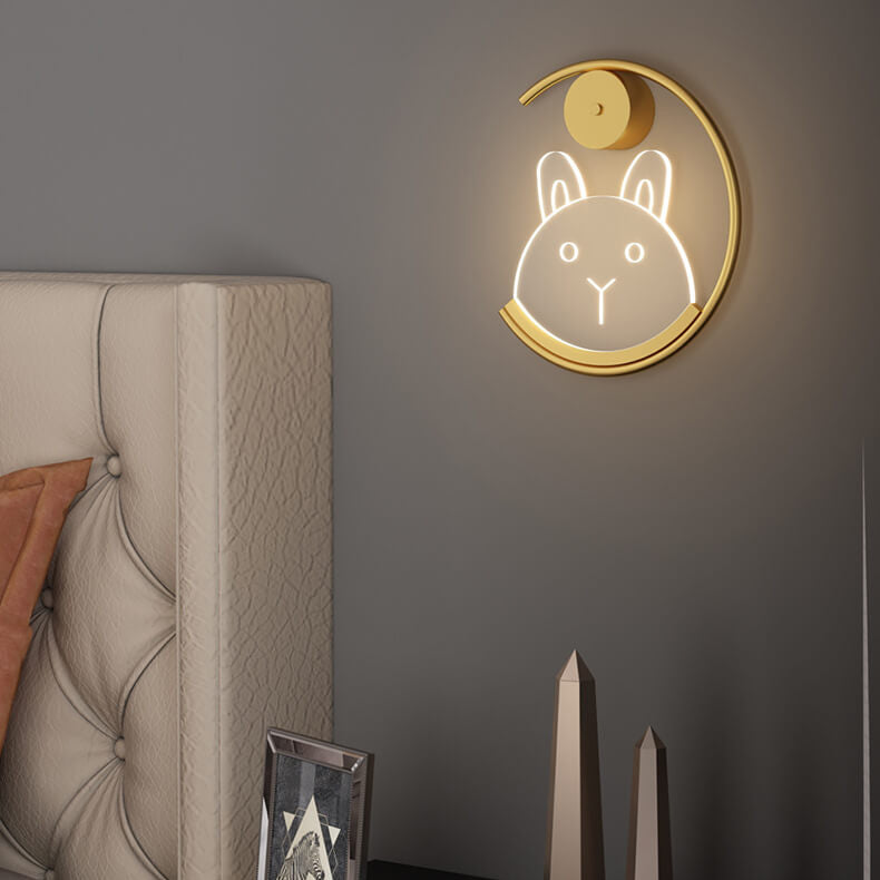 Creative Golden C-shaped Acrylic Bear LED Wall Sconce Lamp