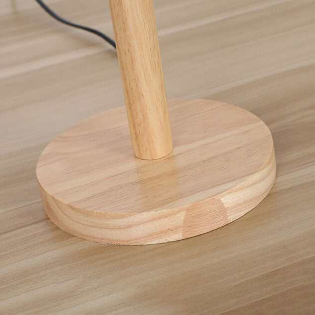 Lampe de table moderne et créative à 1 lumière en bois massif avec plumes décoratives 