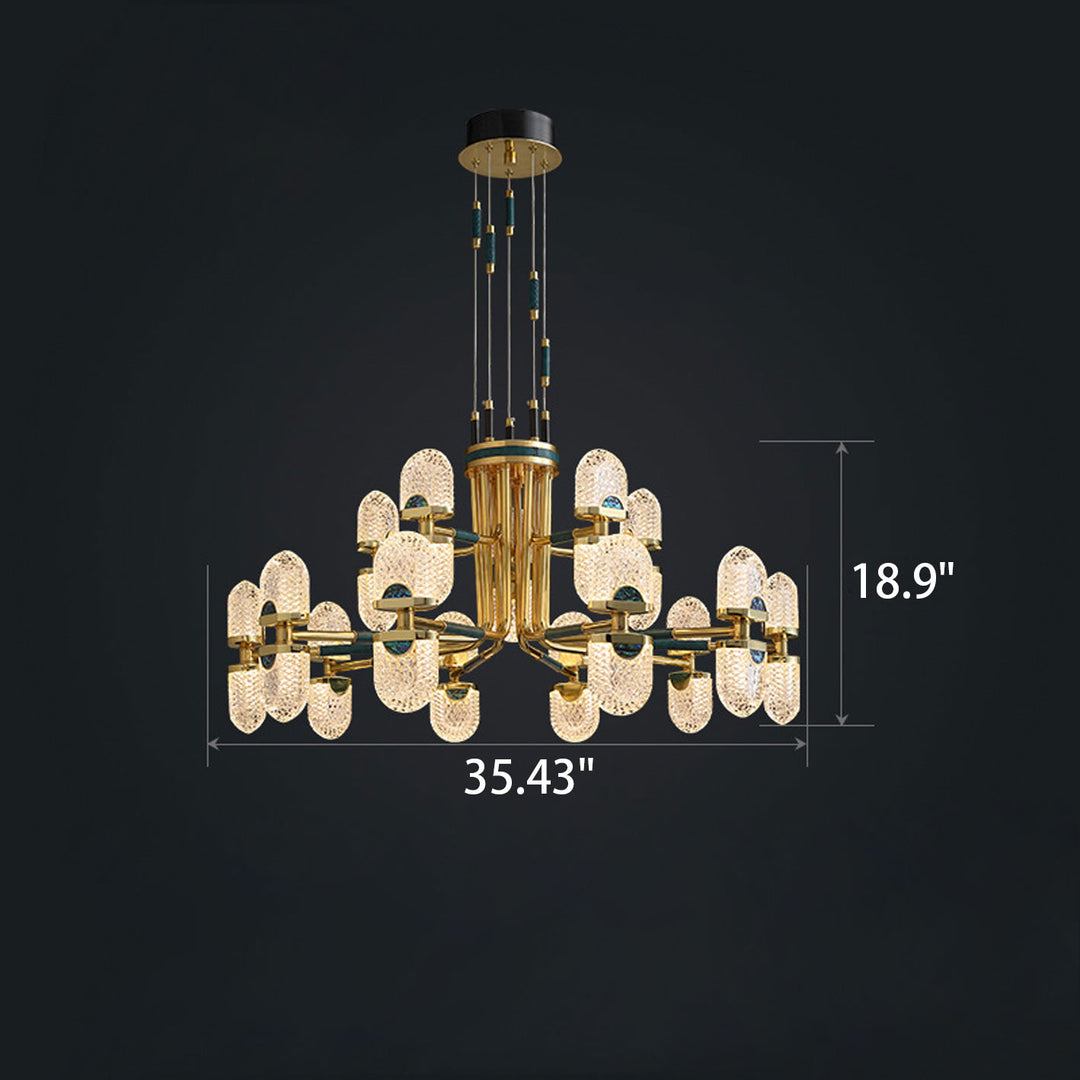 Lustre LED en cuivre massif rond moderne de luxe léger 